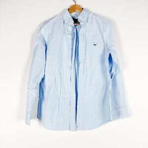Vineyard Vines Mens Classic Fit Tucker Shirt Gingham Plaid Blue Size XS